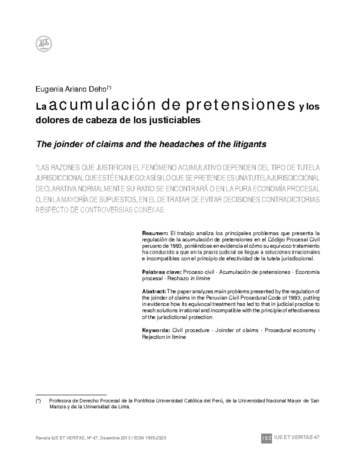 La acumulación de pretensiones y los retos para los justiciables en el ...