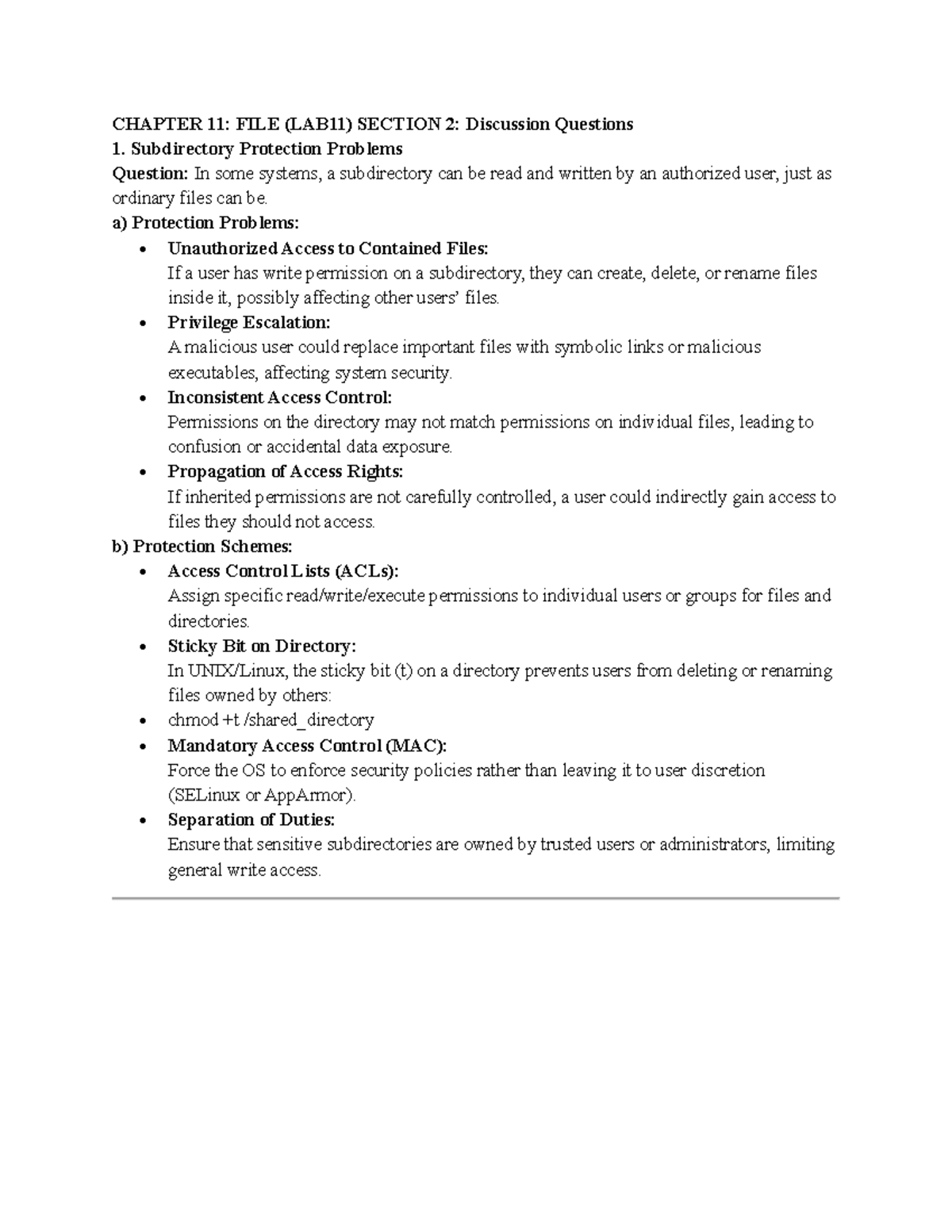 Chapter 11: File Protection and Access Control (LAB11) - Studocu