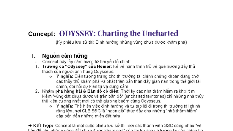 Concept ODYSSEY: Charting the Uncharted Adventure (Kỳ phiêu lưu sử thi ...