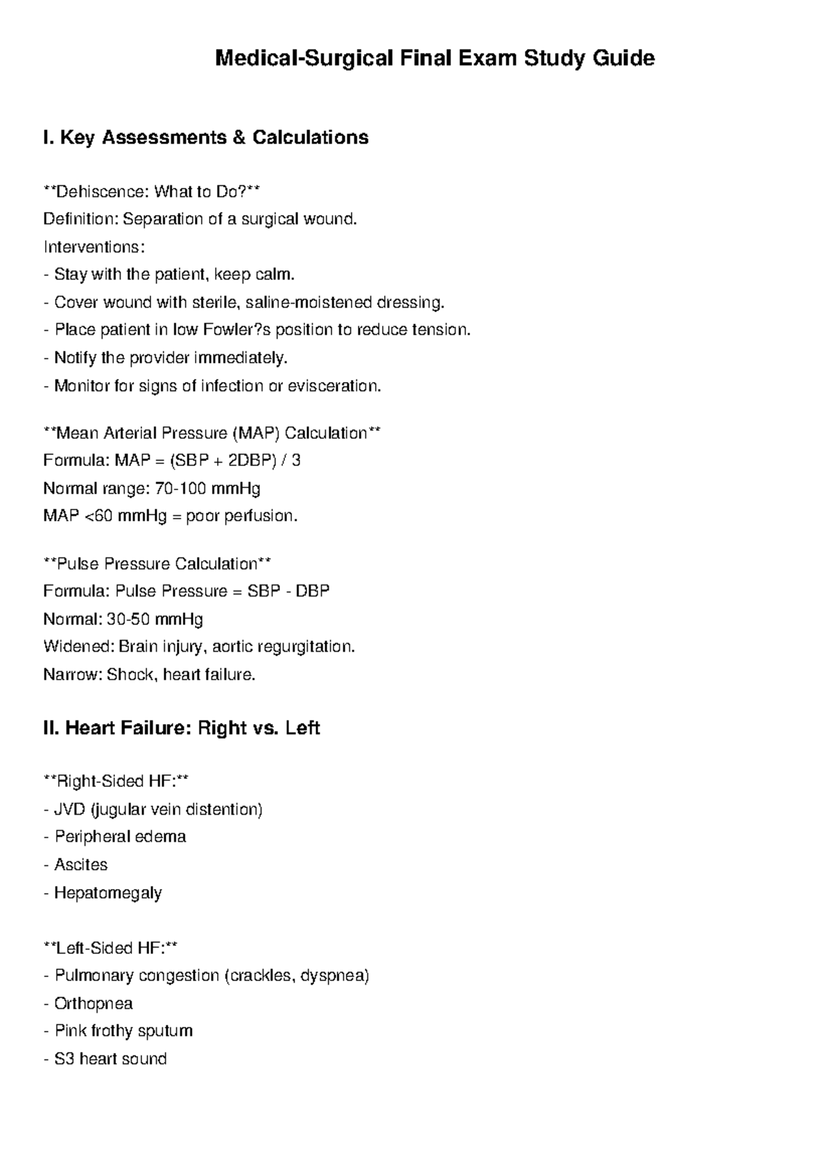 Medical-Surgical Final Exam Study Guide: Key Concepts & Interventions ...