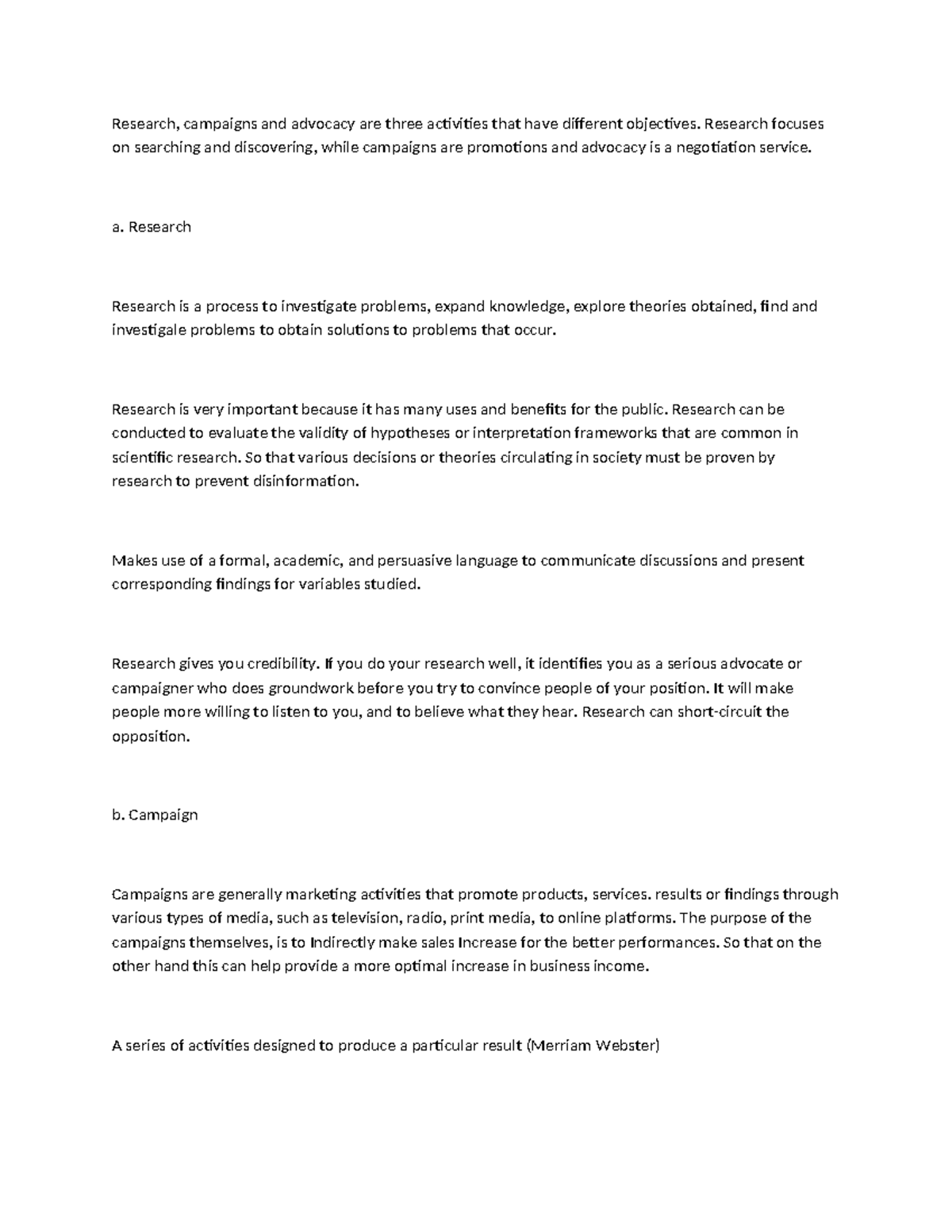 G10 - Informative Essay Notes: Research, Campaigns & Advocacy ...