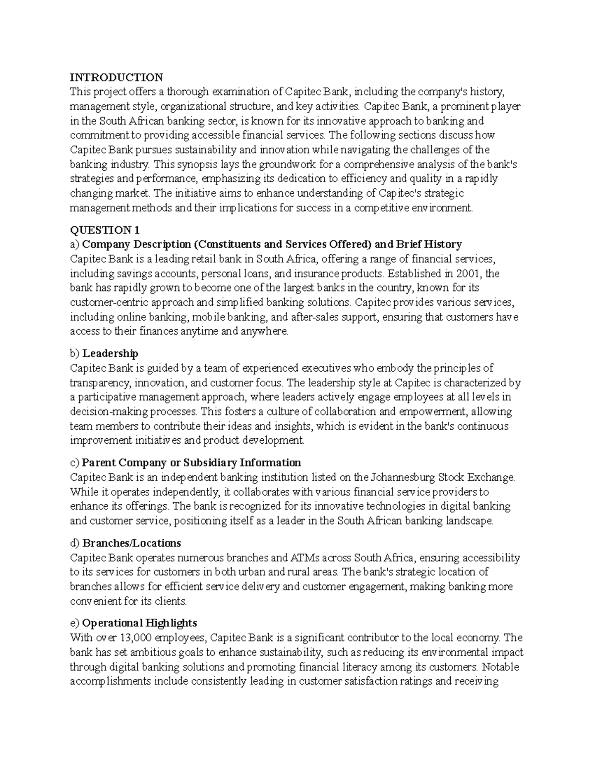 Strategic Analysis of Capitec Bank: Performance and Risk Management ...