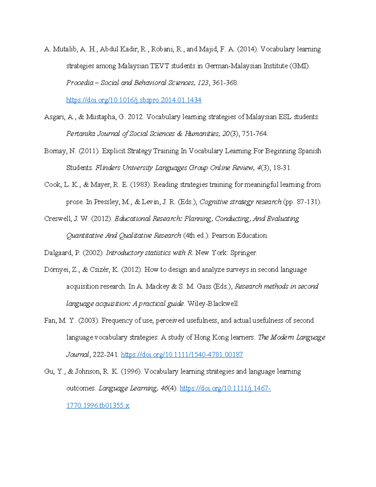 Reference Practice for Vocabulary Learning Strategies in TEVT - Studocu