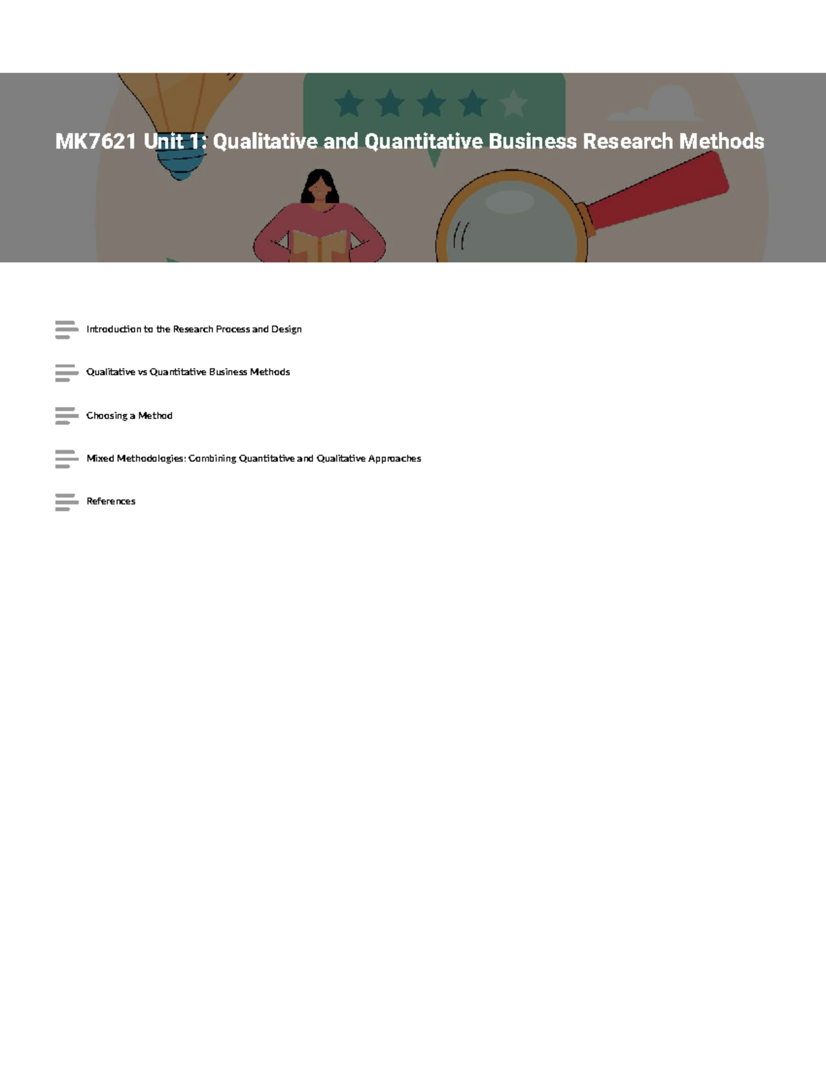 MK7621 Unit 1: Intro to Qualitative & Quantitative Research Methods ...