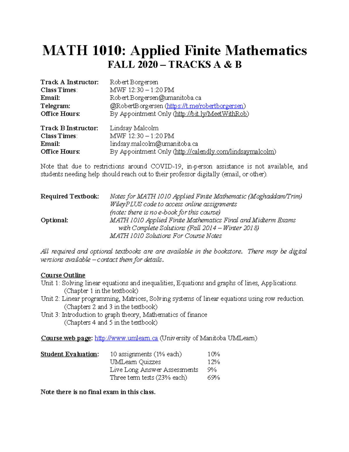 MATH 1010 Syllabus and Course Information for Fall 2020 - Studocu