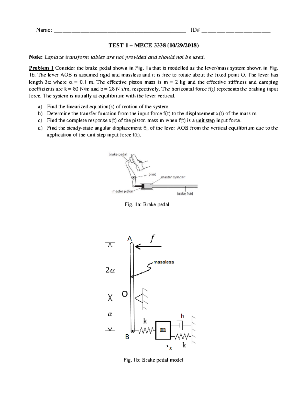 MECE 3338 Test 1 Solutions with Detailed Problem Analysis - Studocu