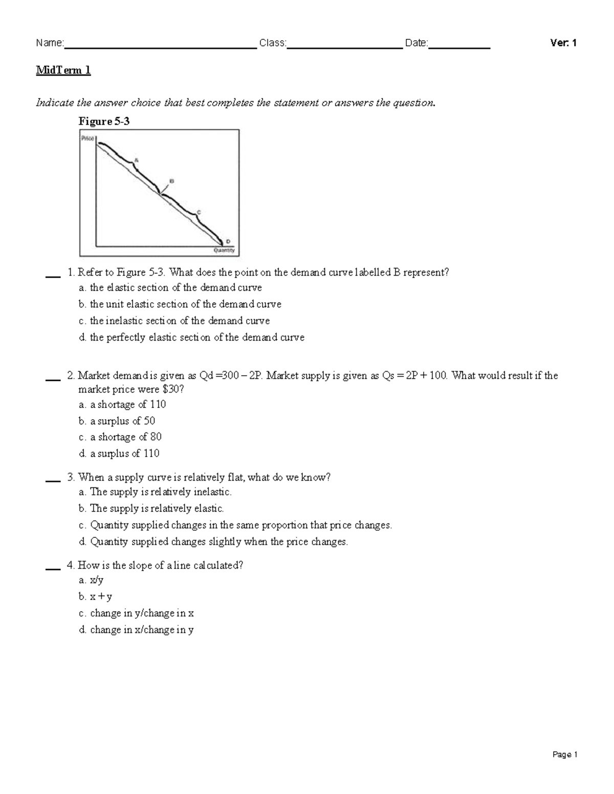 ECO 101 MidTerm 1 Test Practice Questions and Answers - Studocu