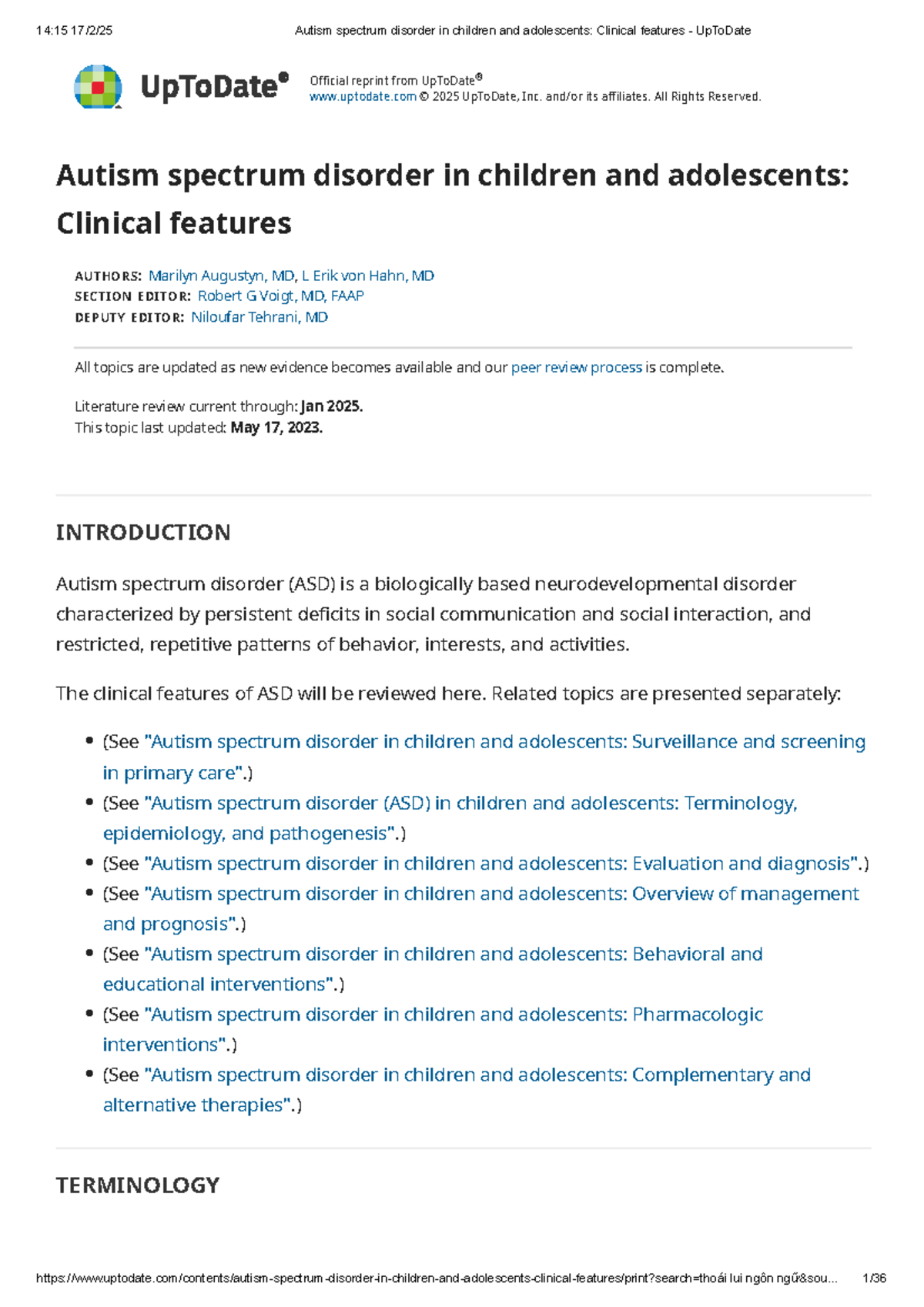 Autism Spectrum Disorder (ASD) in Children & Adolescents: Clinical ...