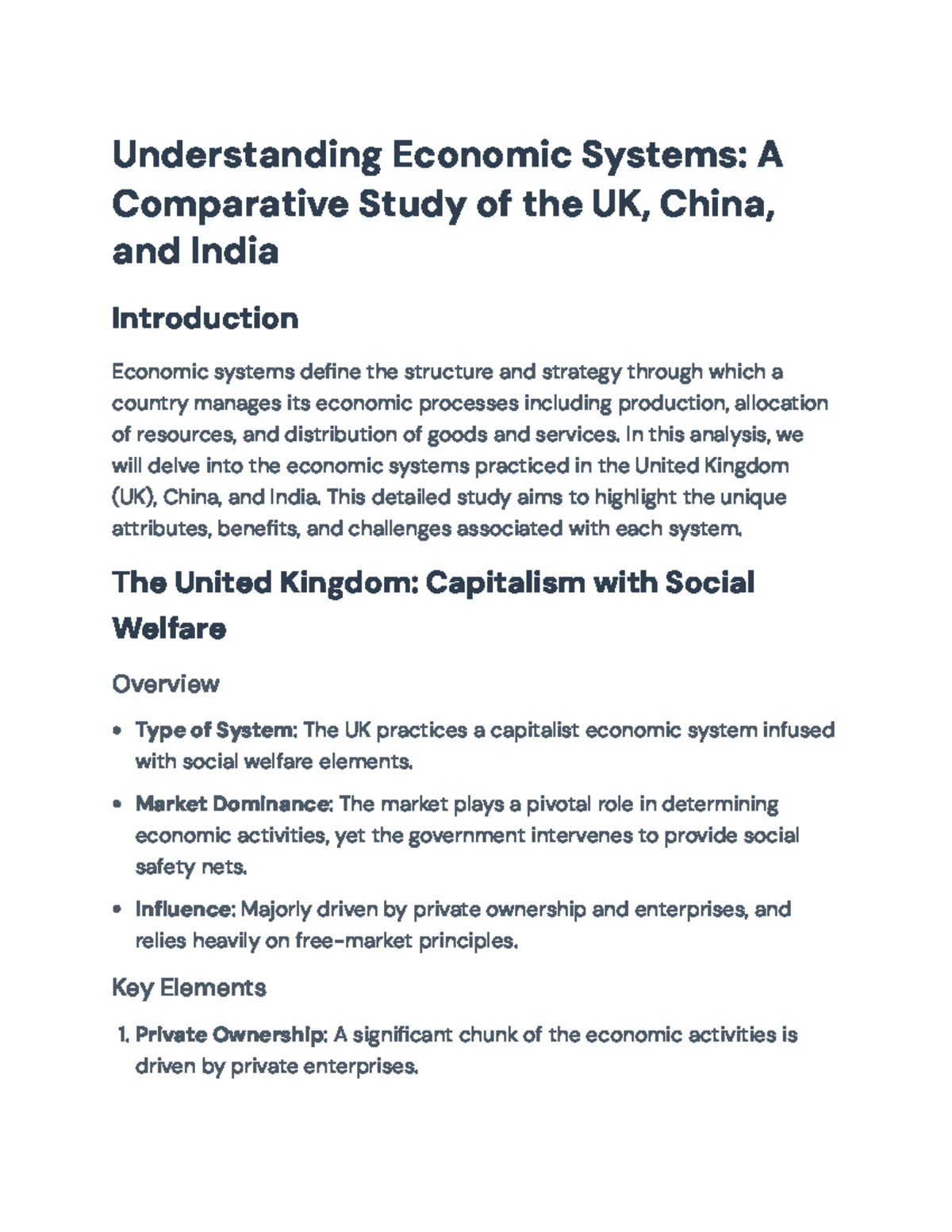 Comparative Analysis of Economic Systems: UK, China, and India ...