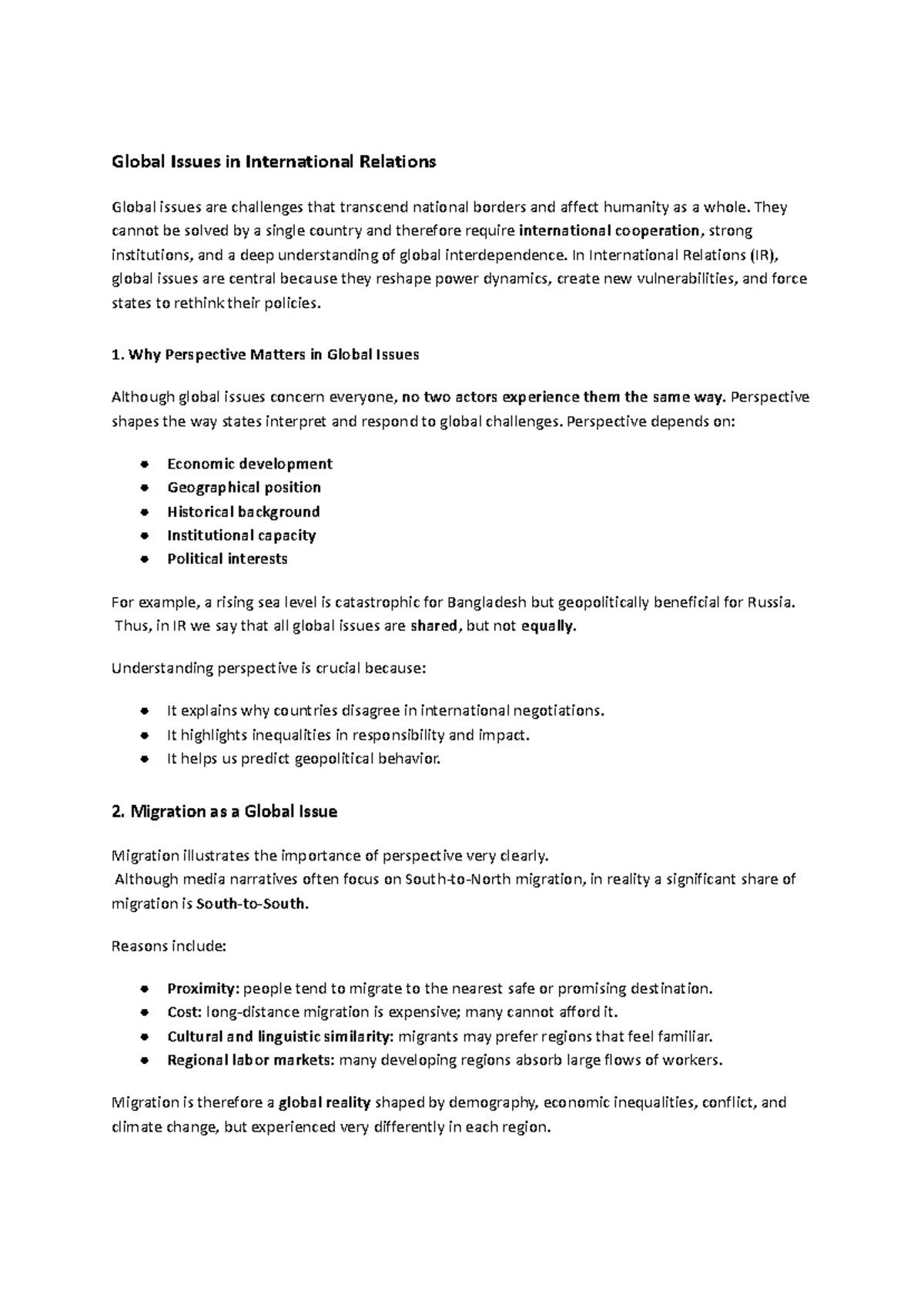 IR 101: Global Issues in International Relations - Perspectives ...