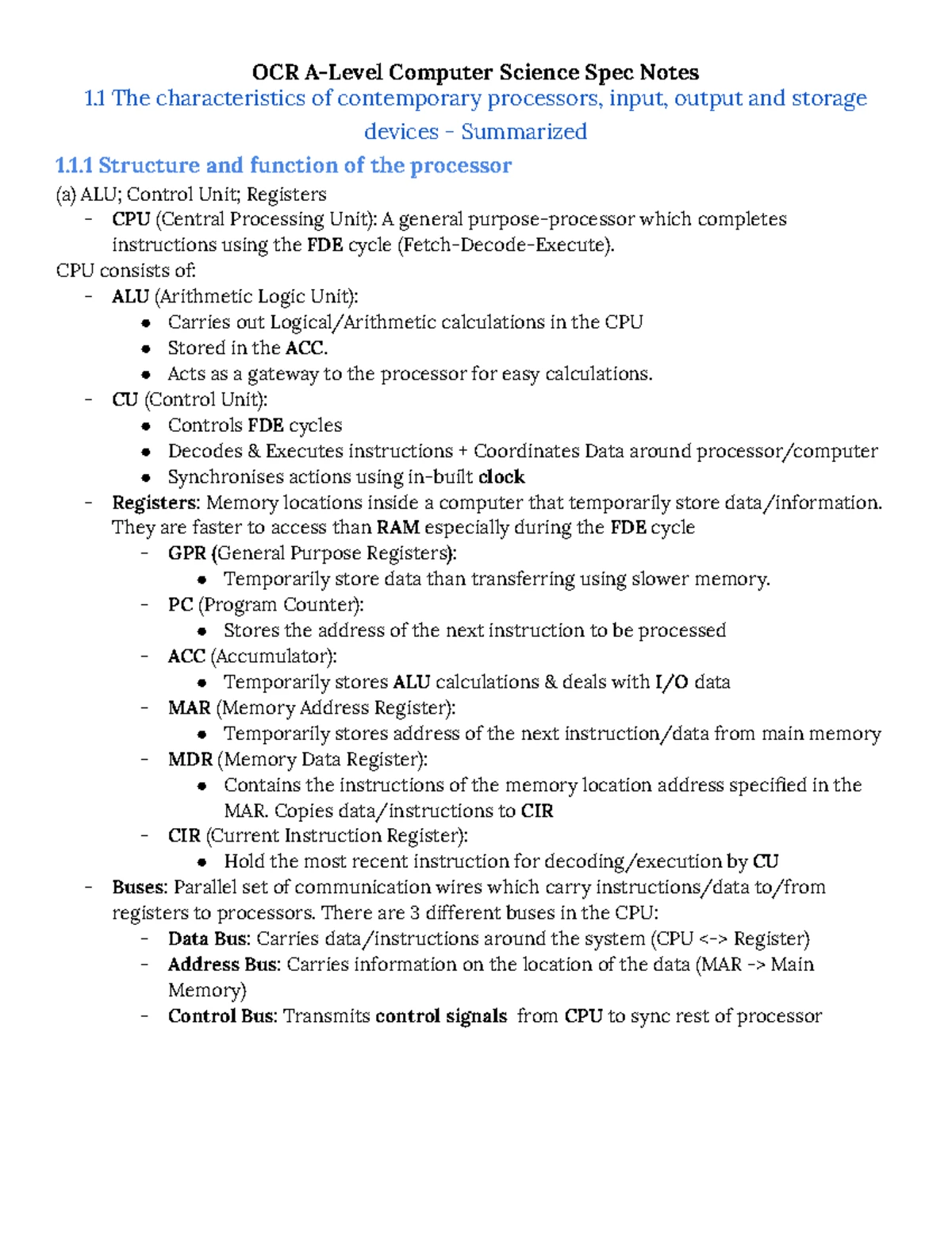 OCR A-Level Comp Sci H446 Summary Notes on Data Handling & Web Tech ...