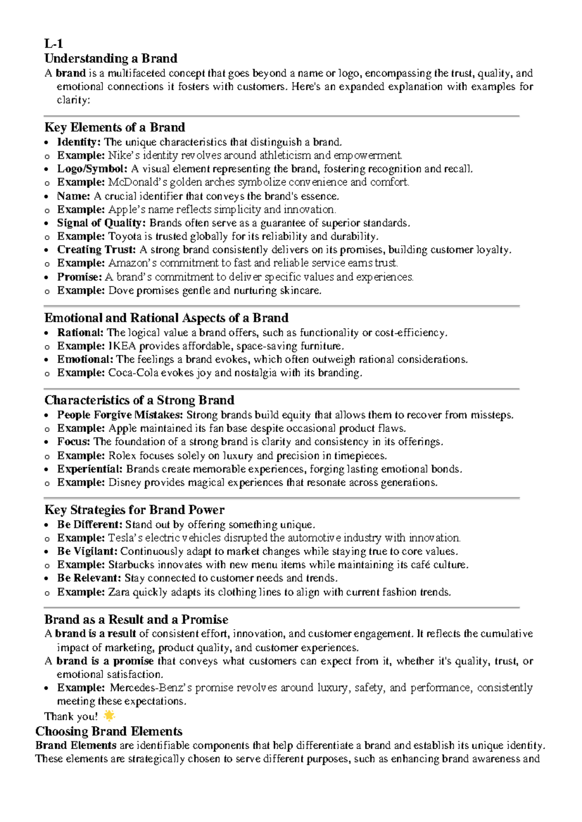 Cases with answer - L- 1 Understanding a Brand A brand is a ...