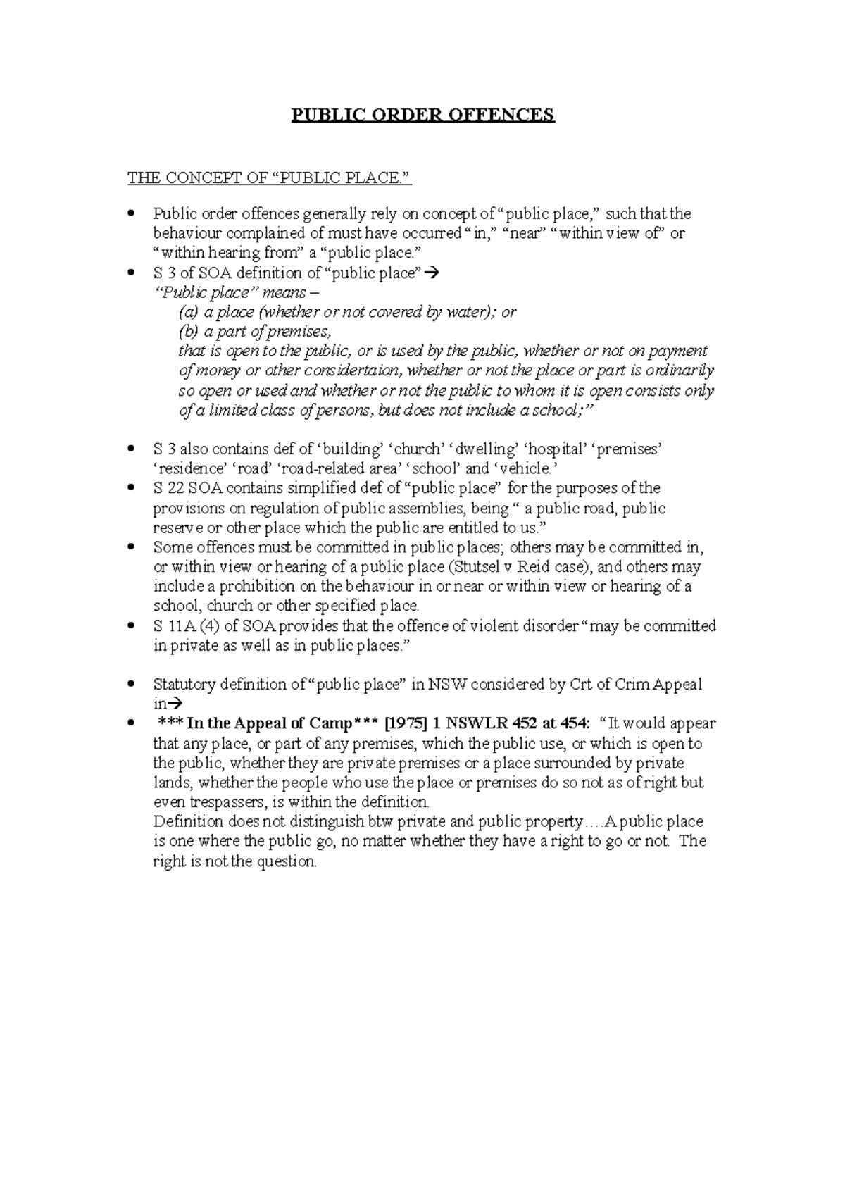 Public Order Offences: Understanding the Concept of Public Places - Studocu