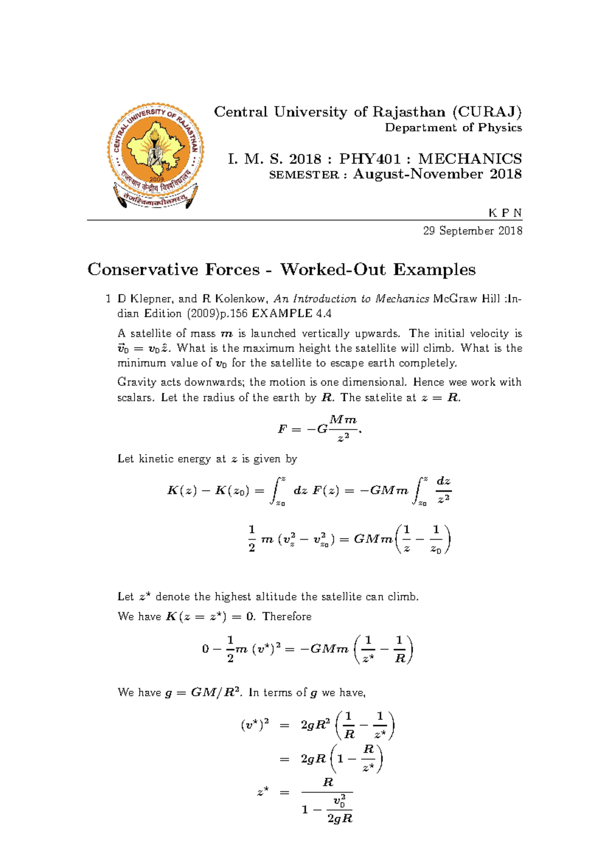 CF Worked 0ut Examples - Central University of Rajasthan (CURAJ ...