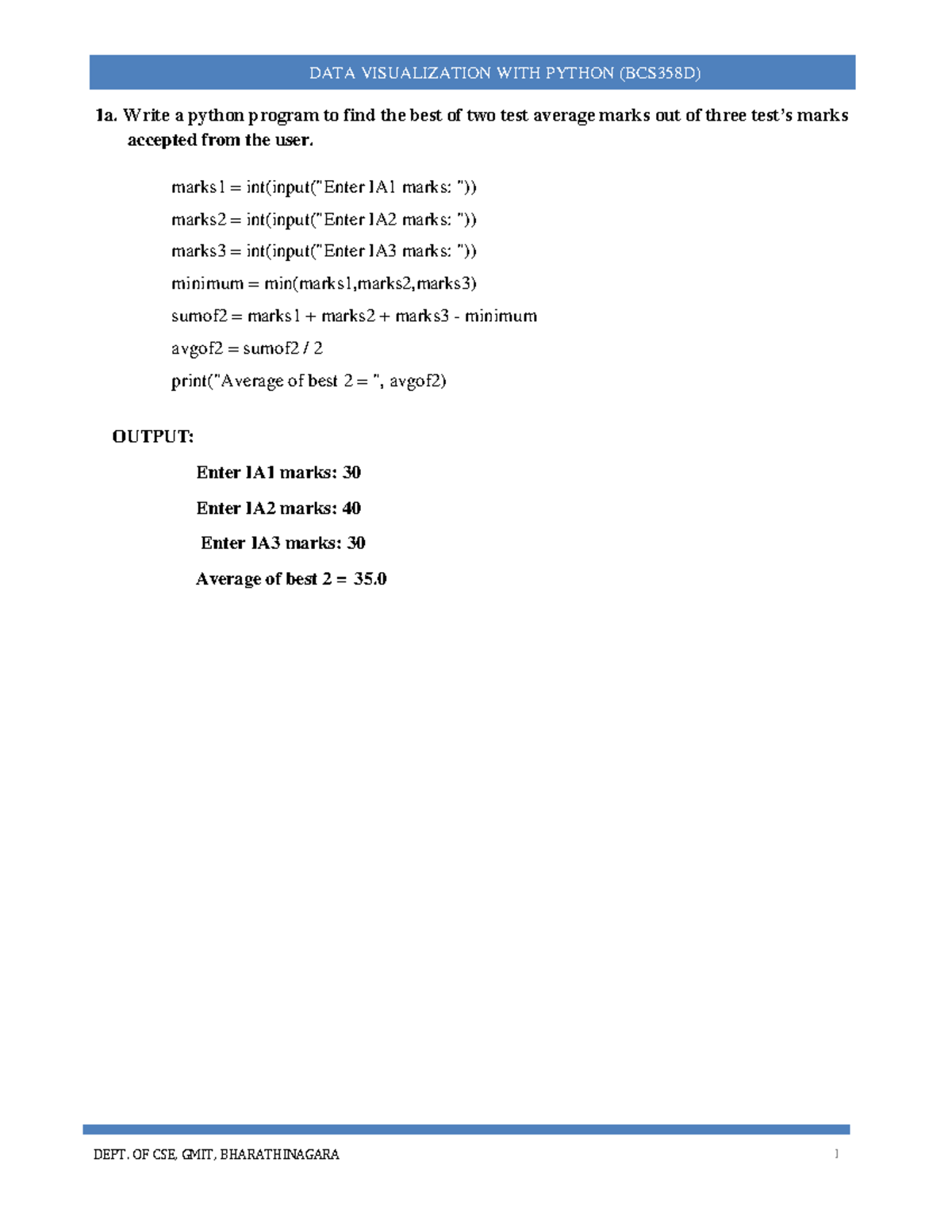 DATA VISUALIZATION WITH PYTHON (BCS358D) - Programming Manual - Studocu