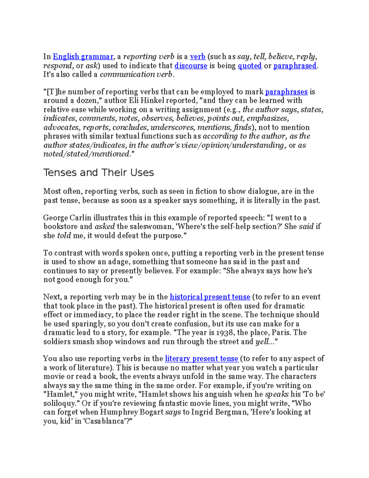 Gramma 2 - what are reporting verbs? - In English grammar, a reporting ...