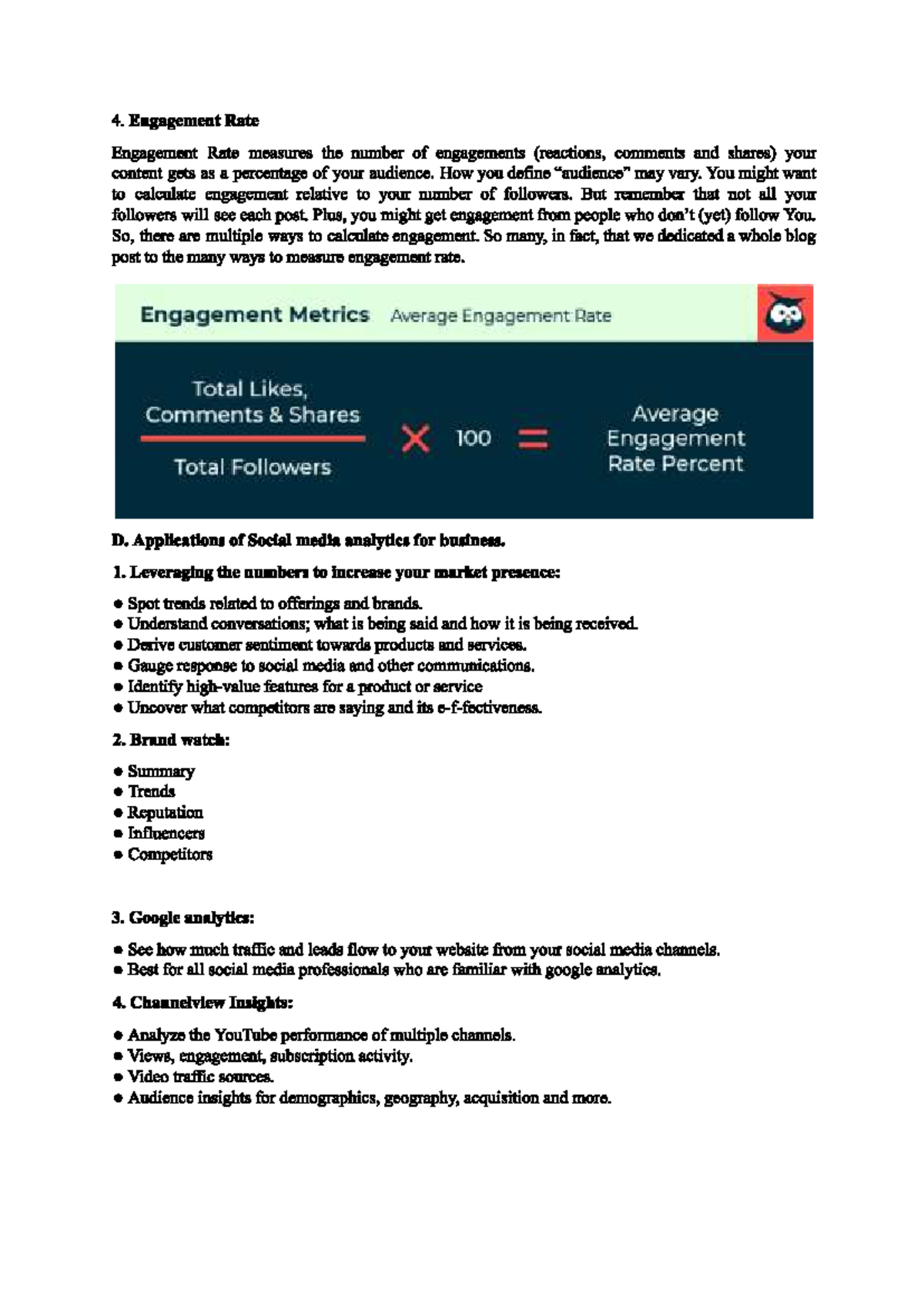 SMA Case Study: Analyzing Engagement Rate Metrics - Studocu