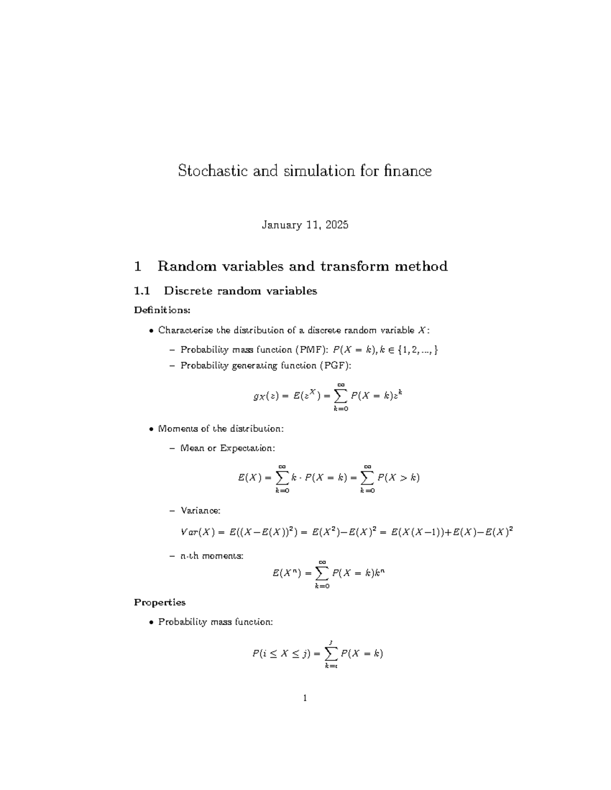 Stochastic Simulation for Finance: Theory & Practice (FIN 101 ...