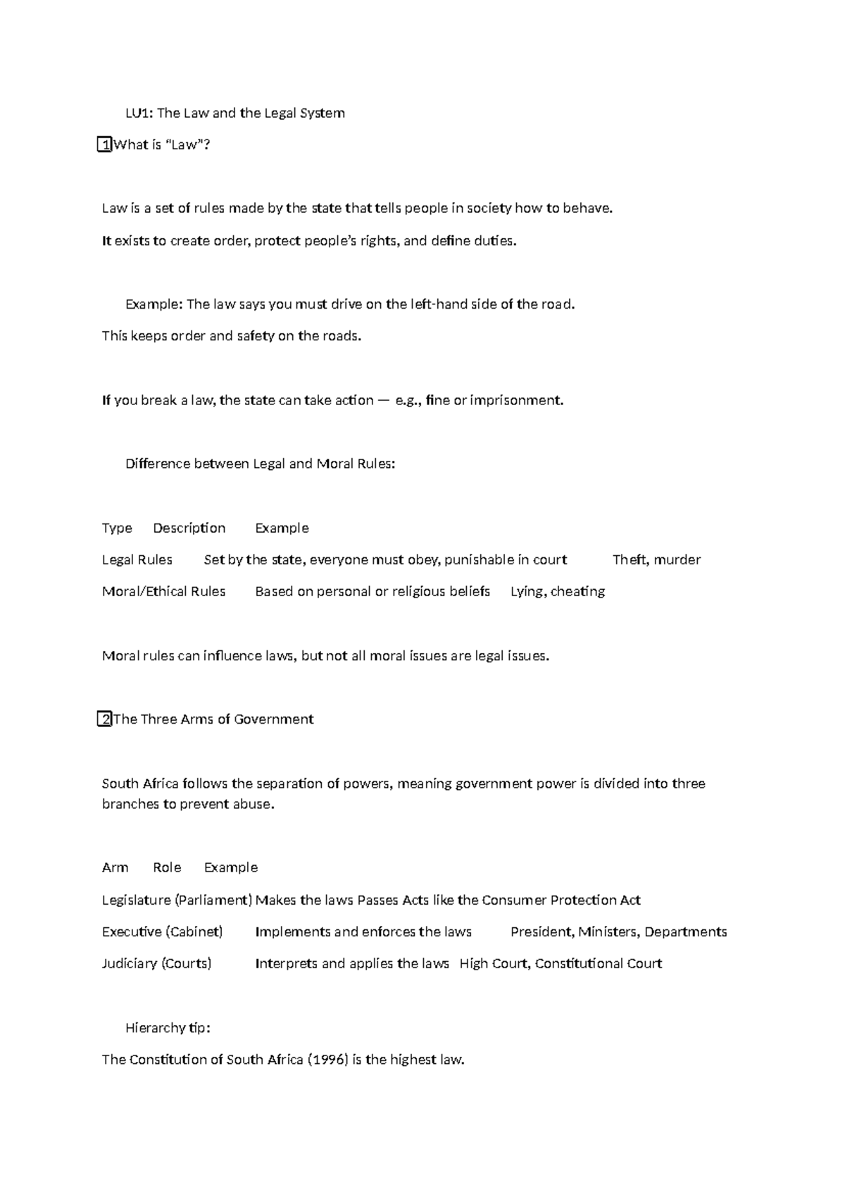 LU1: Understanding Law and the Legal System - BUSL6221 Notes - Studocu