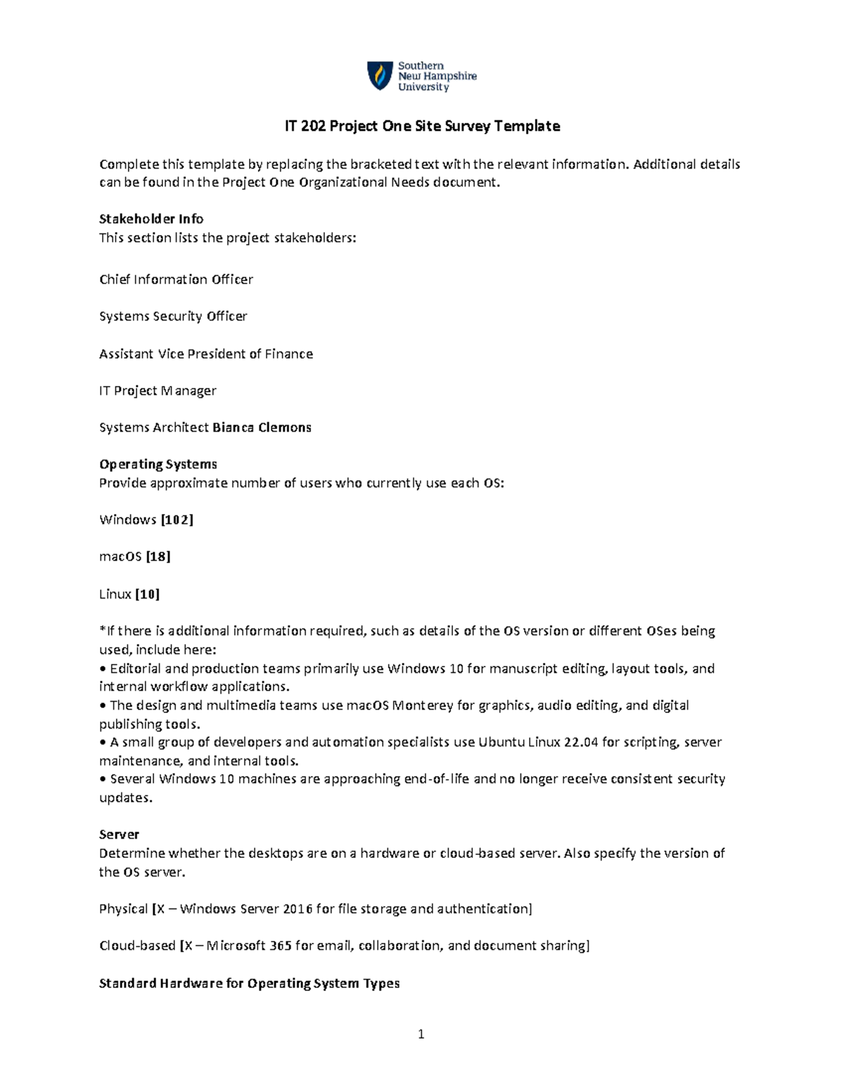IT 202 Project One: Comprehensive Site Survey Template - Studocu