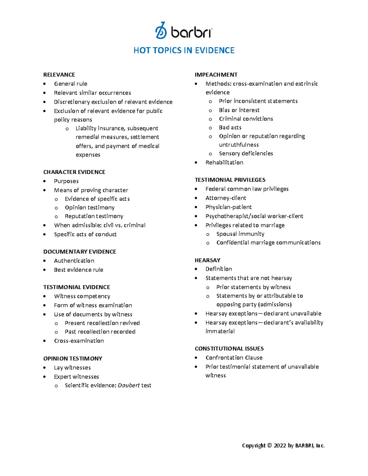 EVID 101: Key Concepts and Hot Topics in Evidence Law - Studocu