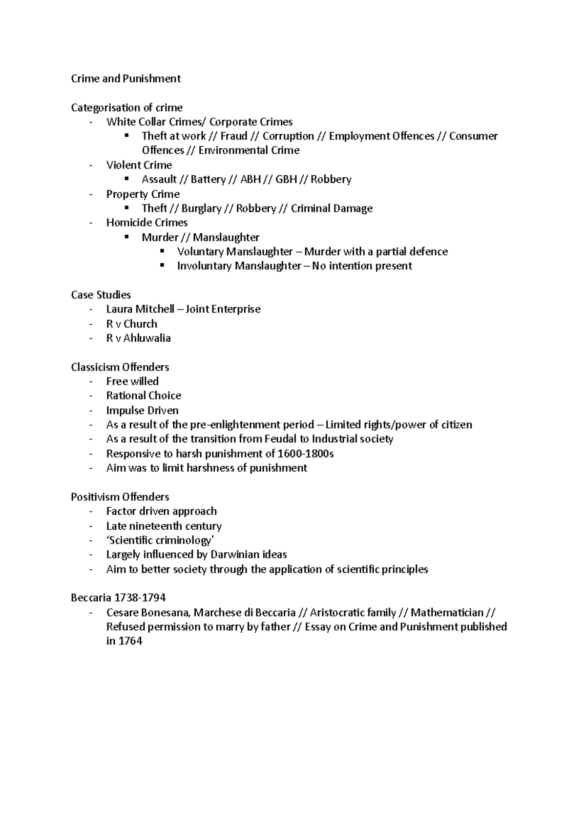 Crime and Punishment - lecture notes - Crime and Punishment ...