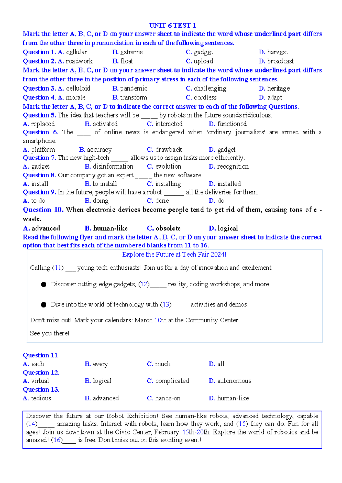 UNIT 6 TEST 1: Pronunciation and Stress Patterns in English - Studocu