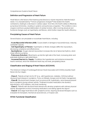 Heart Failure Management - Study Notes & Assignments - Studocu