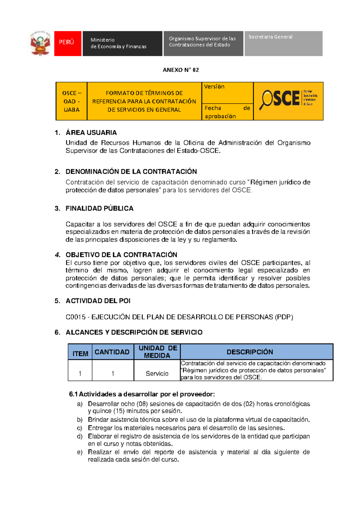 TDR para Curso Jurídico de Protección de Datos - OSCE F1 - Studocu