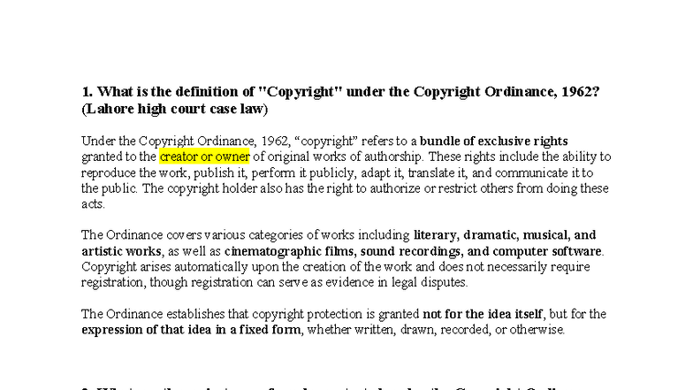 Copyright Law Notes: Key Insights from the Copyright Ordinance, 1962 ...