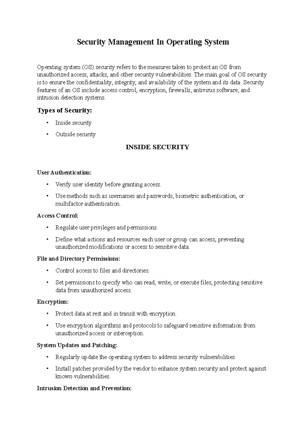 IT infrastructure assignment - Security Management In Operating System ...