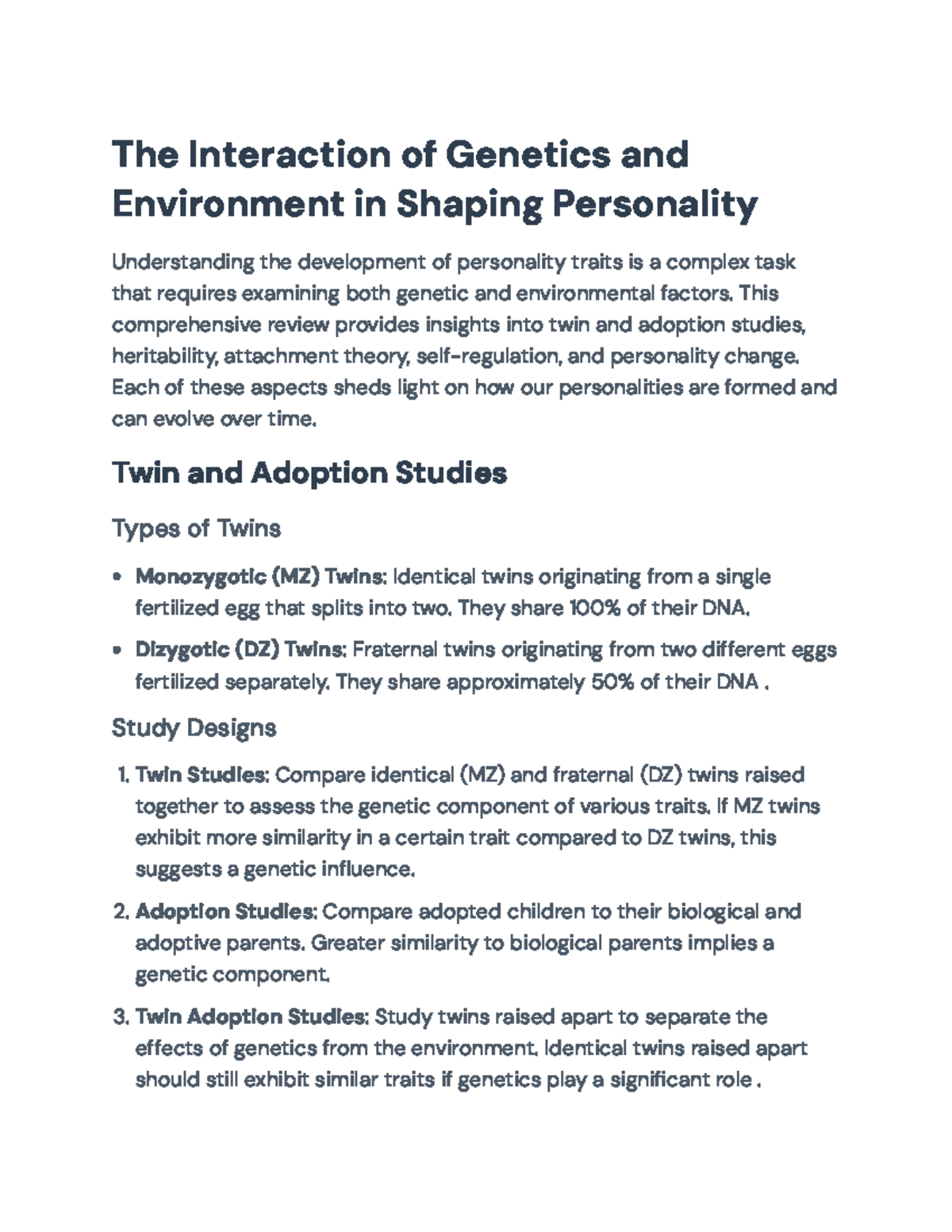The Interaction of Genetics and Environment in Shaping Personality ...
