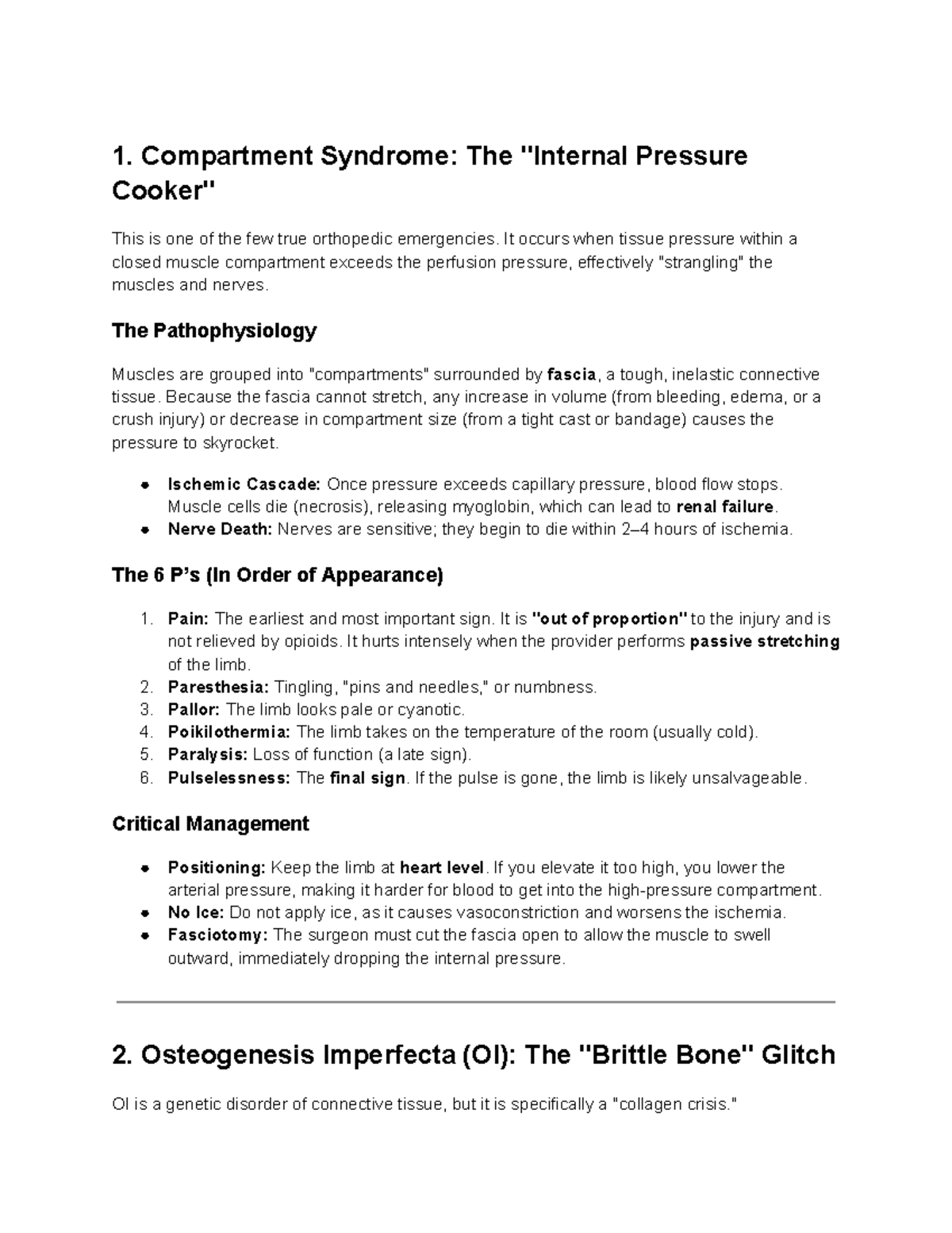 Compartment Syndrome & OI: Key Orthopedic Emergencies (NONR) - Studocu