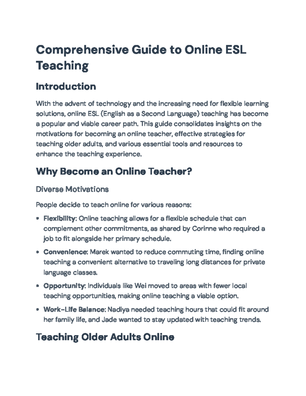 Comprehensive Guide to Online ESL Teaching for Older Adults ...
