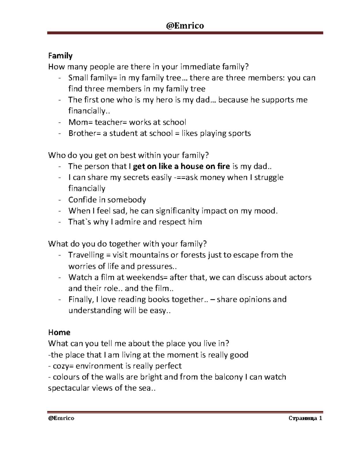 ENG 101: Family, Home, and Weather Reflections - Day 1 Topics - Studocu