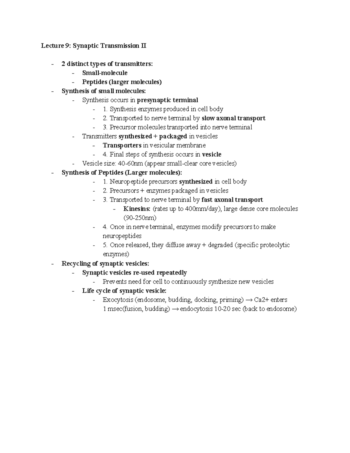 Lab Quiz 2 Study Guide: Synaptic Transmission II Overview - Studocu