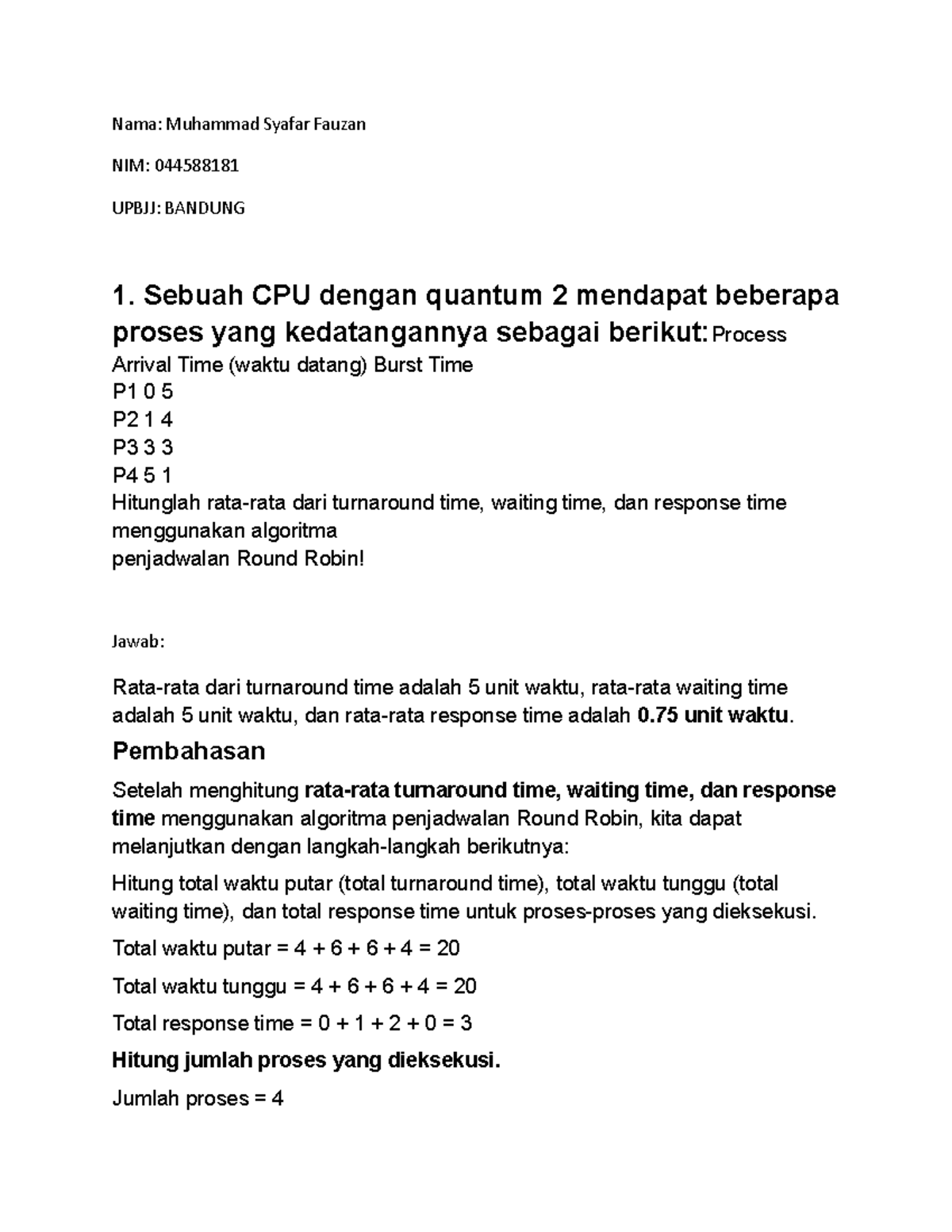 Tugas 2 SI: Analisis Penjadwalan Proses dengan Algoritma Round Robin ...