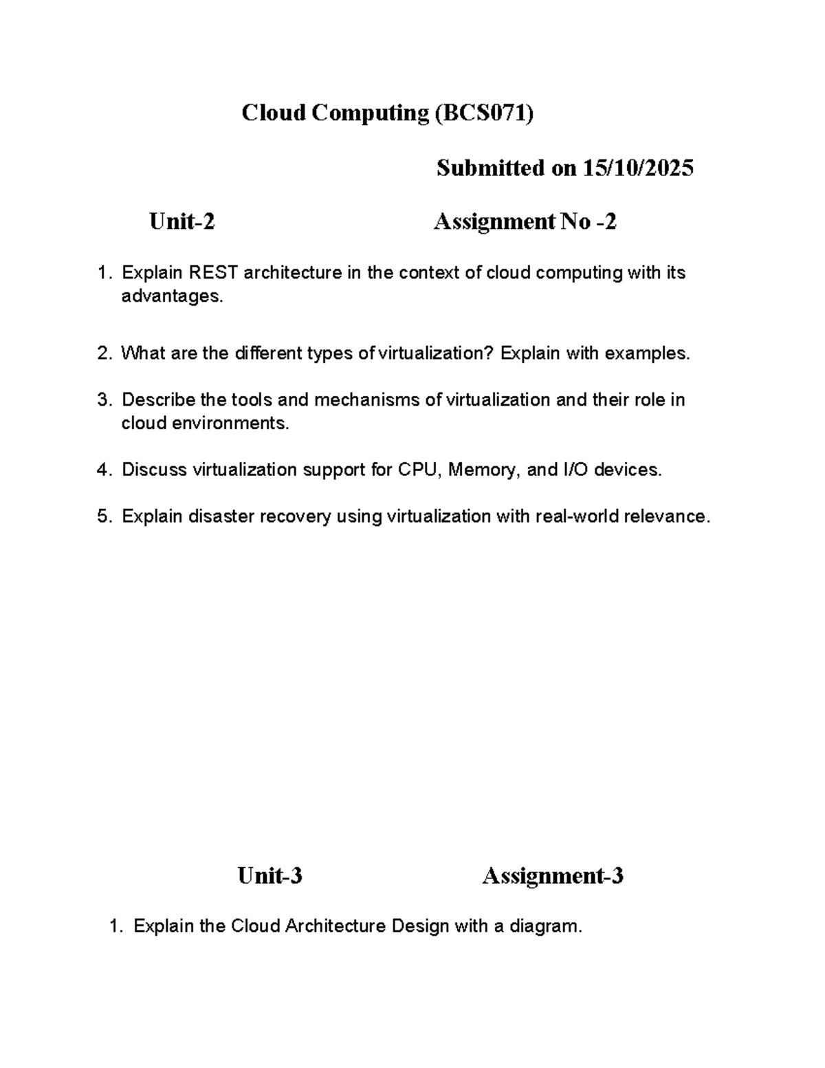 Cloud Computing Assignment (BCS071): REST, Virtualization ...