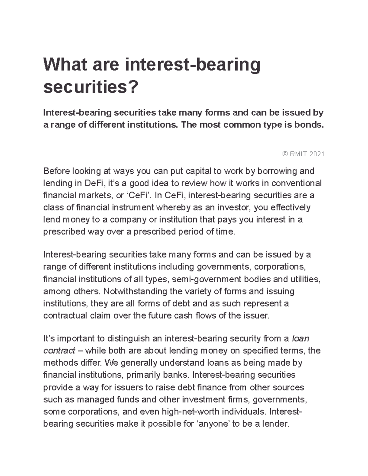 Analysis of Interest-Bearing Securities: An Overview of Bonds and More ...