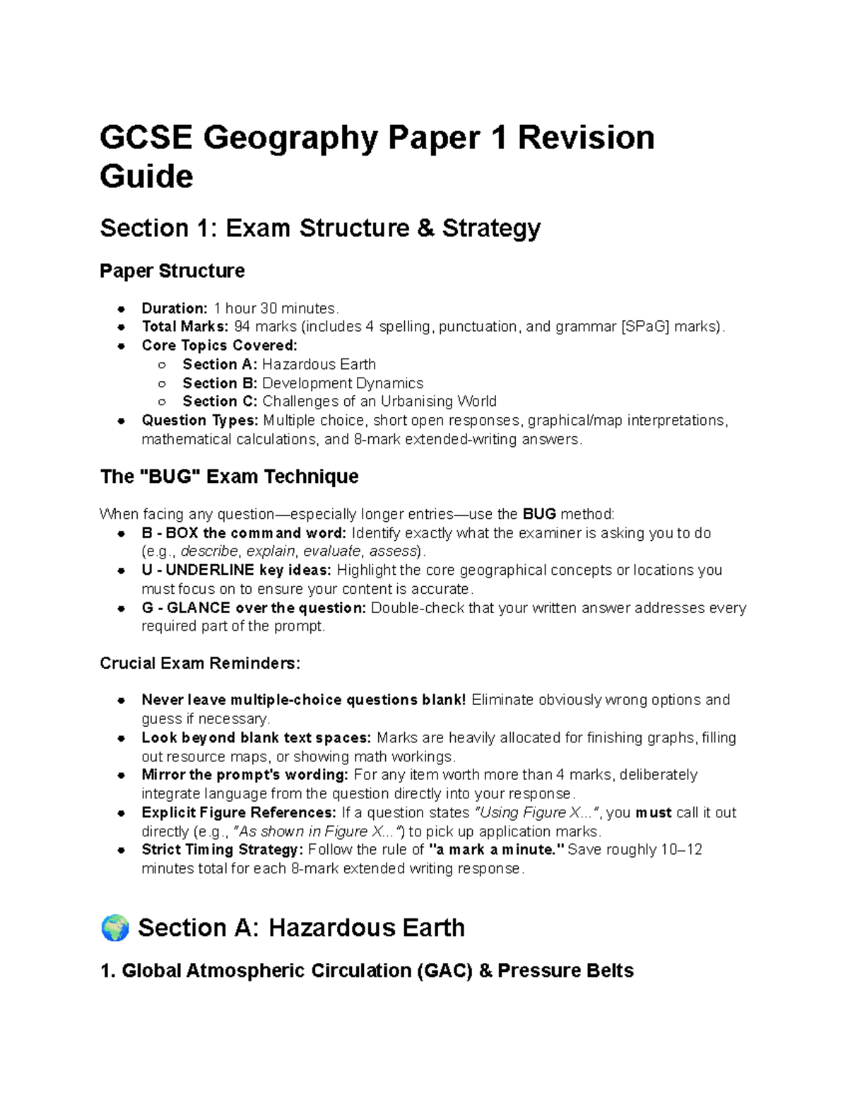 GCSE Geography Paper 1 Revision Guide: Exam Structure & Key Topics ...