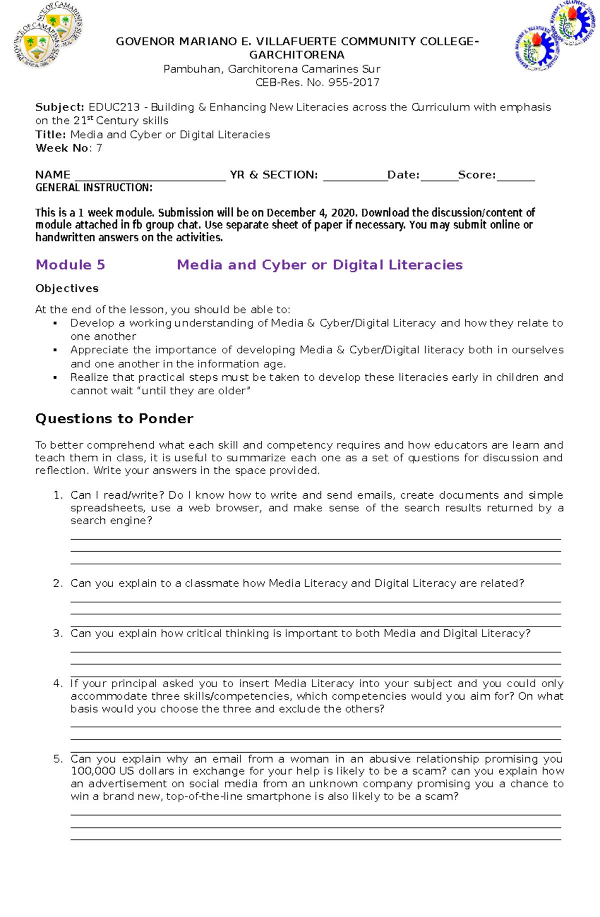 EDUC213 - Module 5: Media and Cyber Literacy Activities & Reflections ...