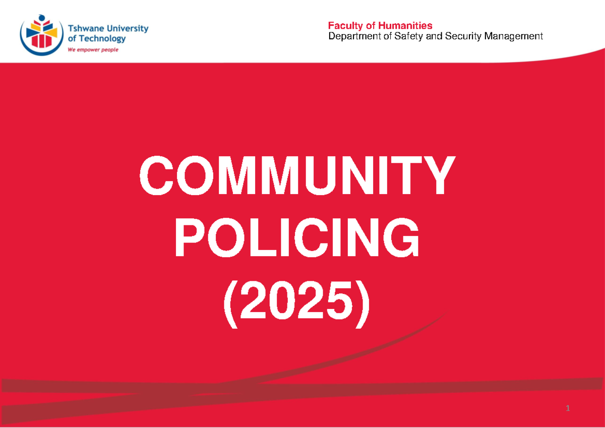 Community Policing Overview and Learning Objectives (Pob 216D, U-2025 ...