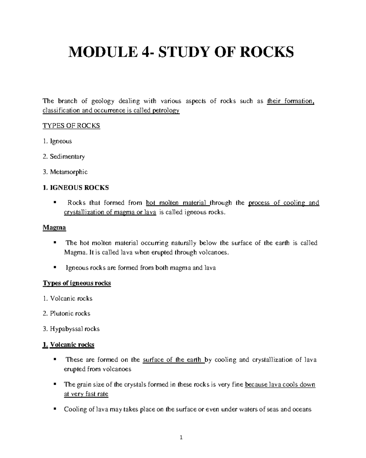 Module 4 Part 1 - Lecture notes Engineering Geology - MODULE 4- STUDY ...