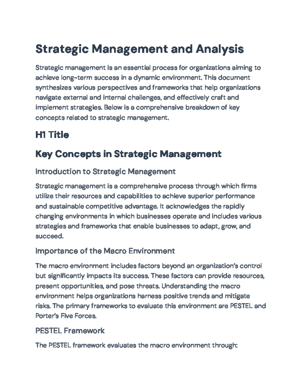 Strategic Management Analysis: Key Concepts and Frameworks - Strategic ...
