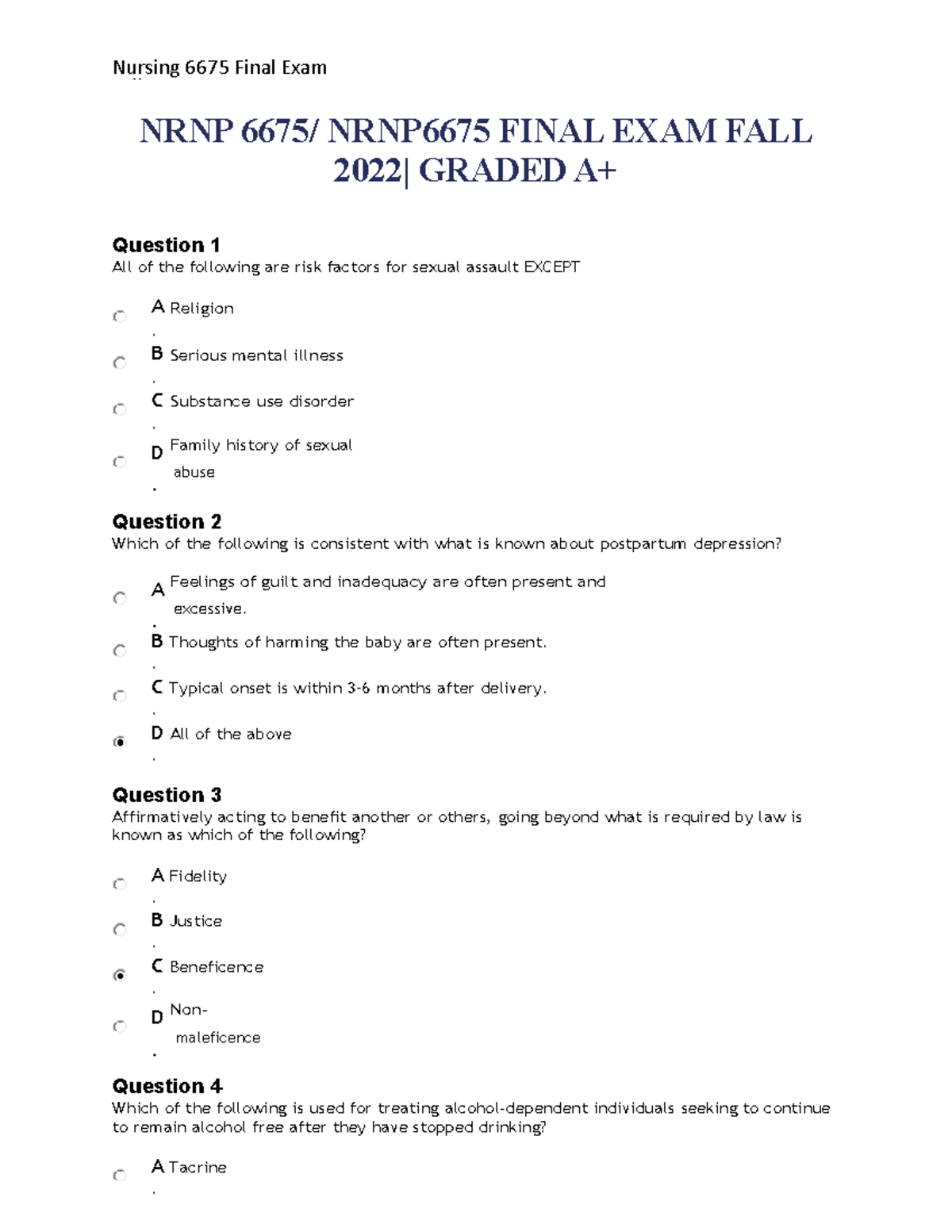 NRNP 6675 Final Exam Study Guide - Fall 2022 Review Notes - Studocu