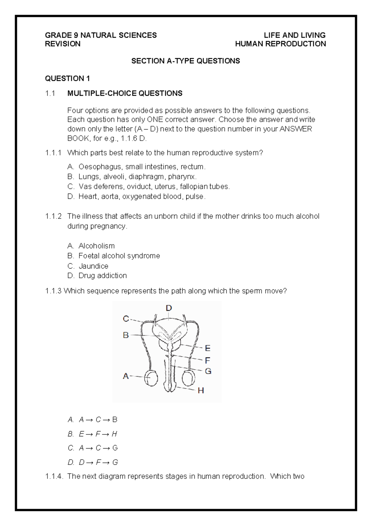 GRADE 9 NATURAL SCIENCES REVISION: HUMAN REPRODUCTION Q&A - Studocu