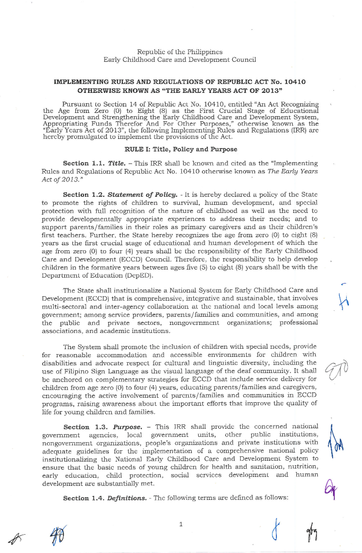 IRR of RA 10410: Implementing the Early Years Act in the Philippines ...