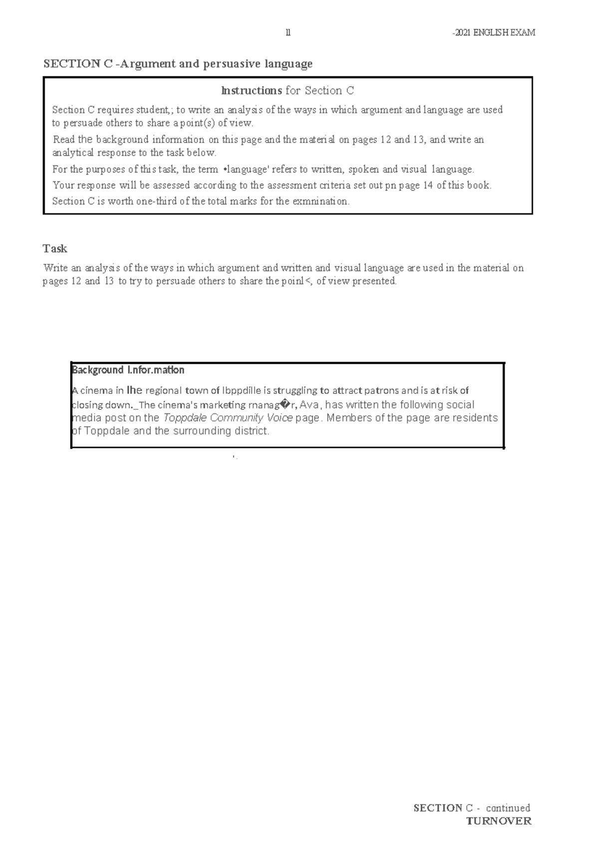 VCAA ENGLISH EXAM 2021: Section C Persuasive Language Analysis - Studocu