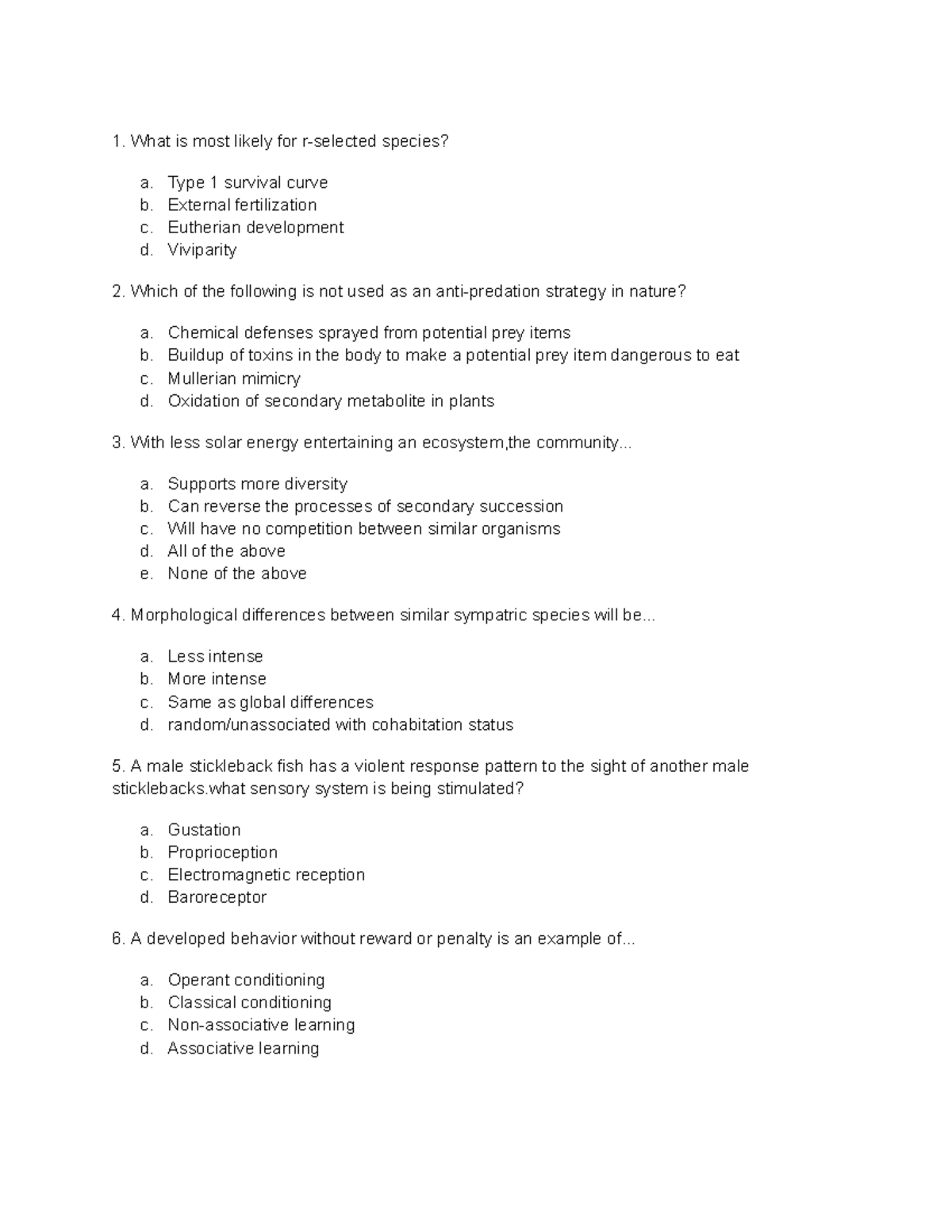 Bio 101 Final Exam Study Guide: Key Concepts and Questions - Studocu