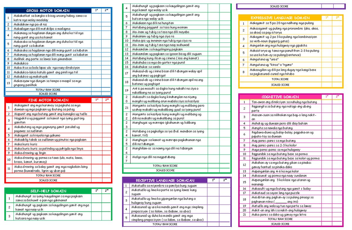 ECCD Checklist: Philippine Early Childhood Development Assessment - Studocu